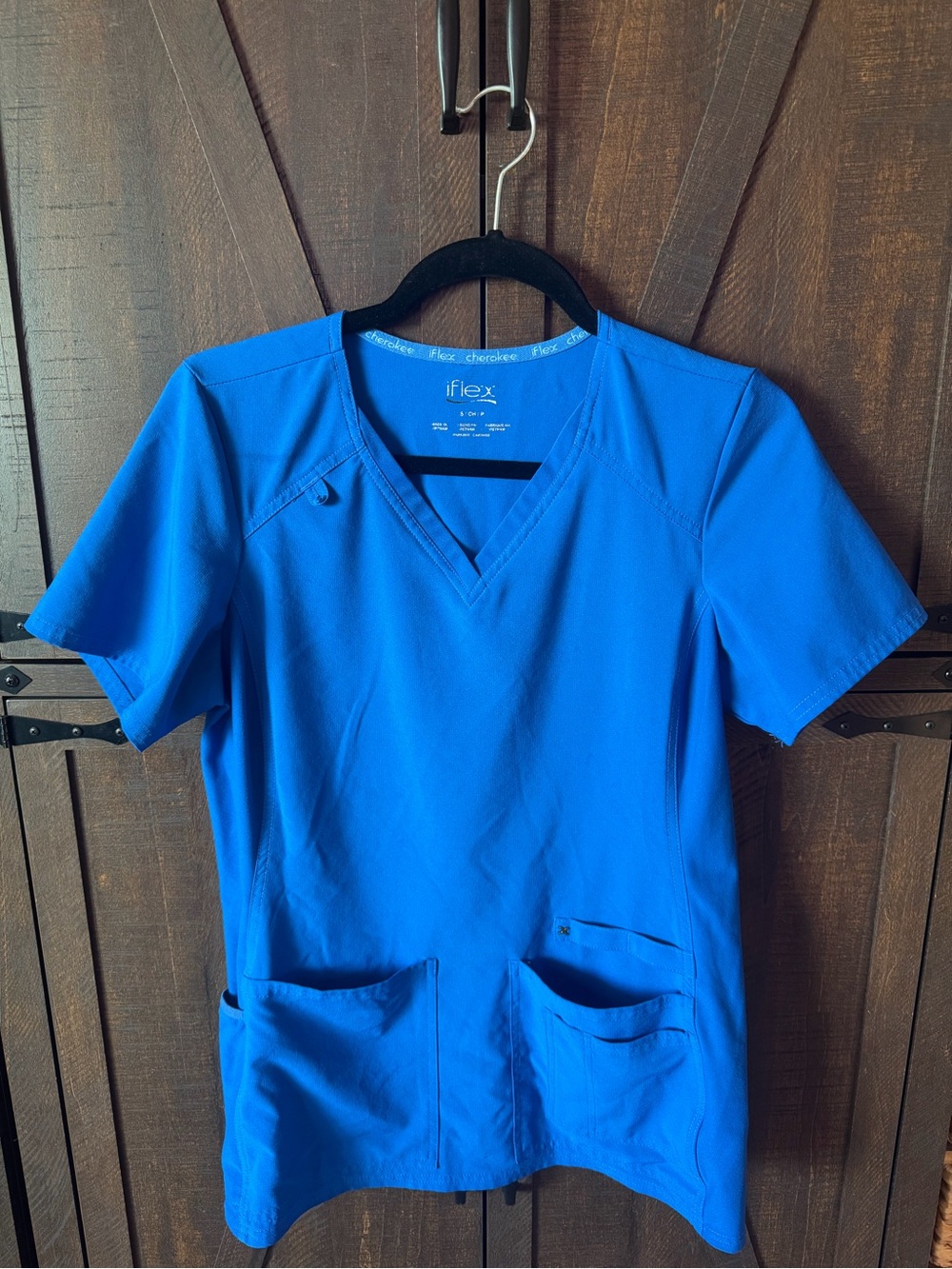 Women’s Royal Blue V-Neck Scrub Top Cherokee iflex Small